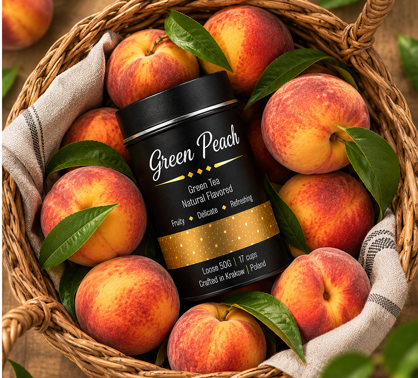 Green Peach Leo Tea – zielona herbata brzoskwiniowa w metalowej puszce Leo Tea